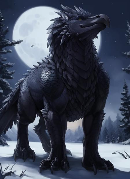 15979-895379605-masterpiece, best quality, (feral wolf_1.1025) a hyper realistic illustration of a huge monster raven hybrid, feathers glow in t.png